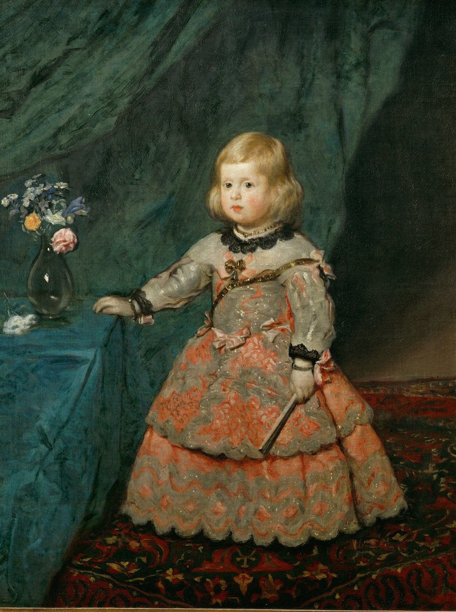 A Infanta Margarita Teresa com um vestido cor-de-rosa ... (pintura sobre tela) de Diego Rodriguez de Silva y Velazquez