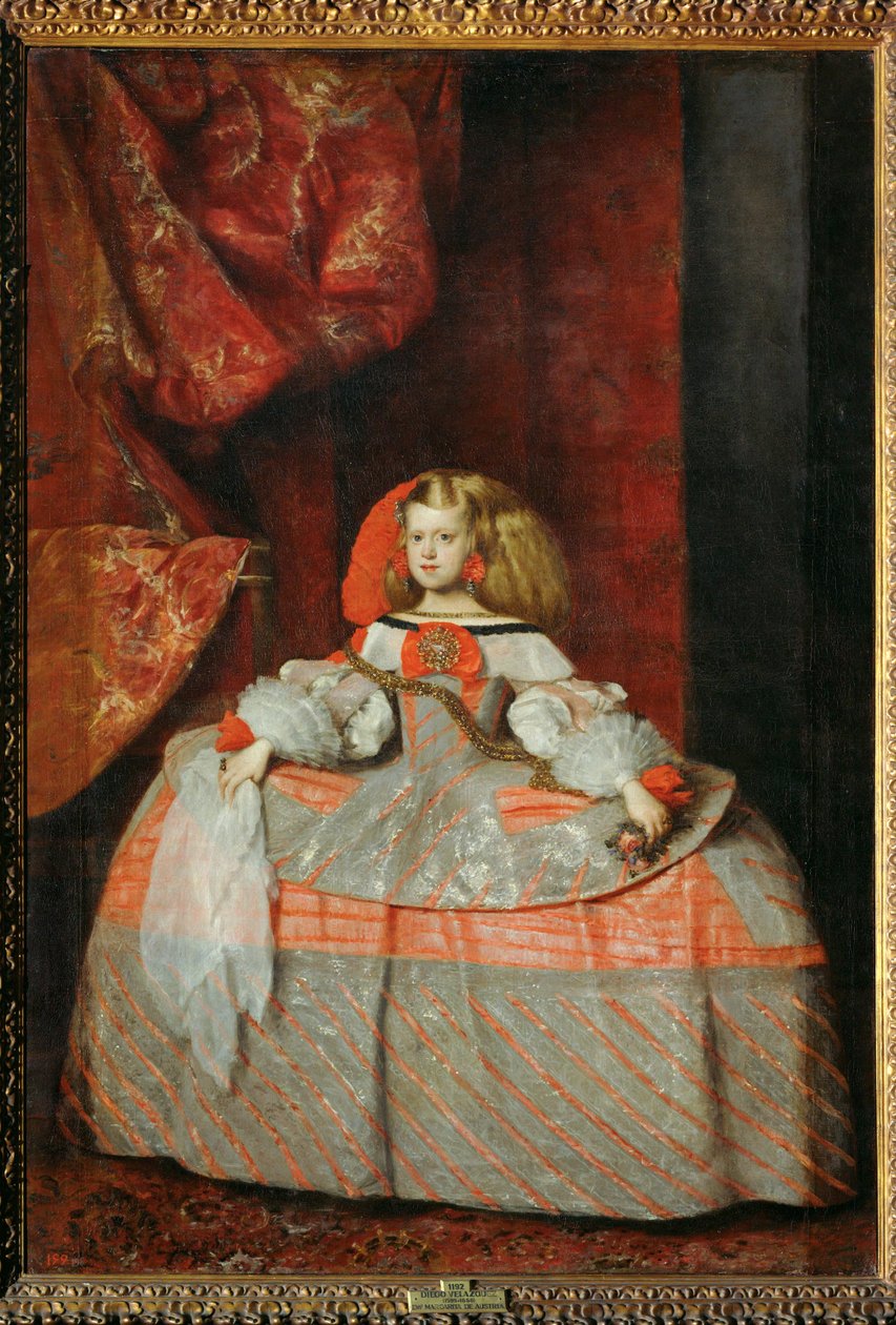 A Infanta Margarita Teresa com um vestido cor-de-rosa ... (pintura sobre tela) de Diego Rodriguez de Silva y Velazquez
