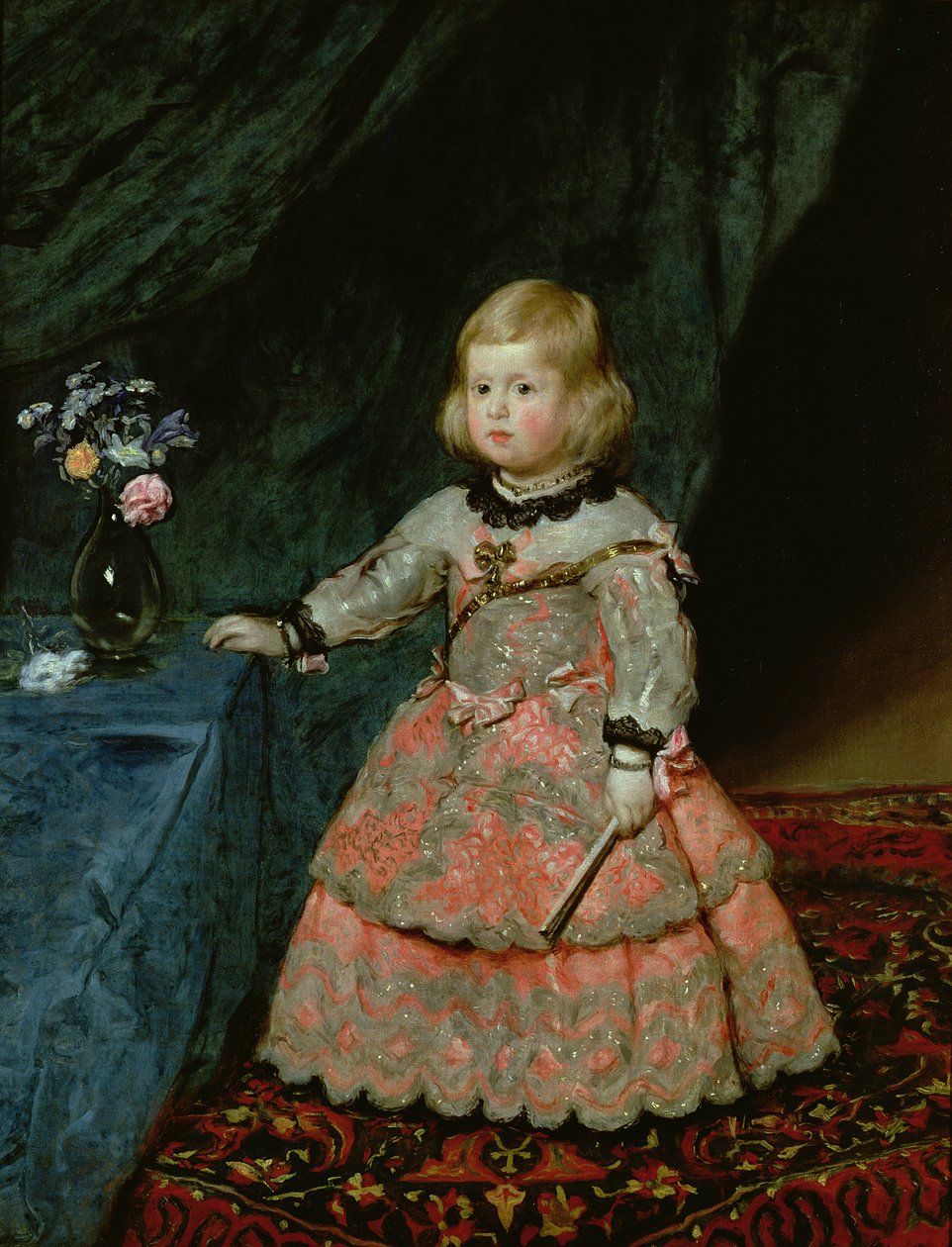 A infanta Margarita Teresa da Espanha em um vestido vermelho de Diego Velázquez