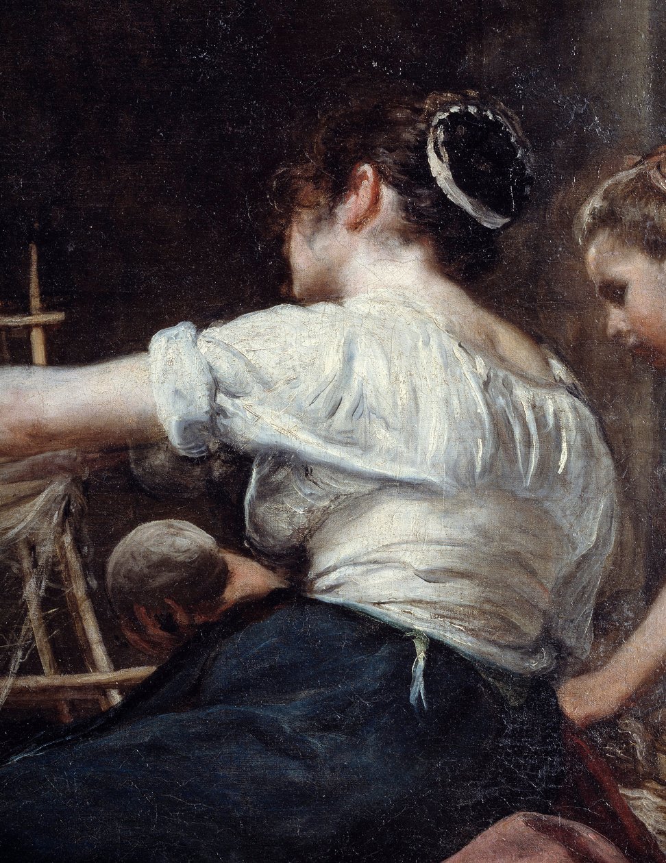 Os fiadores ou a fábula de Arachne Detail de um trabalhador de costas. Pintura de Diego Rodriguez de Silva y Velasquez (1599-1660), c. 1653. Sol 2,2x2,89 m Madrid, Museu do Prado de Diego Velázquez