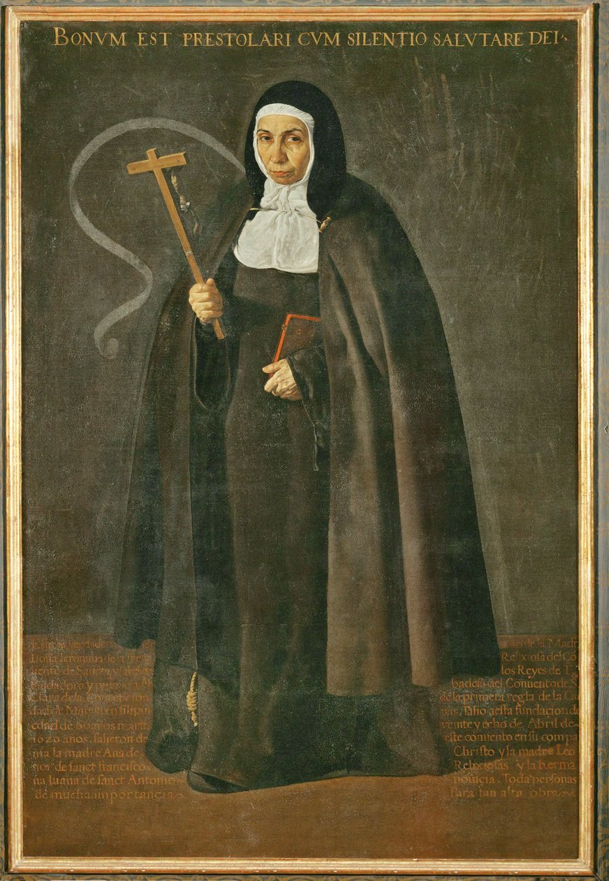 A venerável madre Jerónima de la Fuente, monja do mosteiro de Santa Isabel de los reyes ... (pintura sobre tela) de Diego Rodriguez de Silva y Velazquez