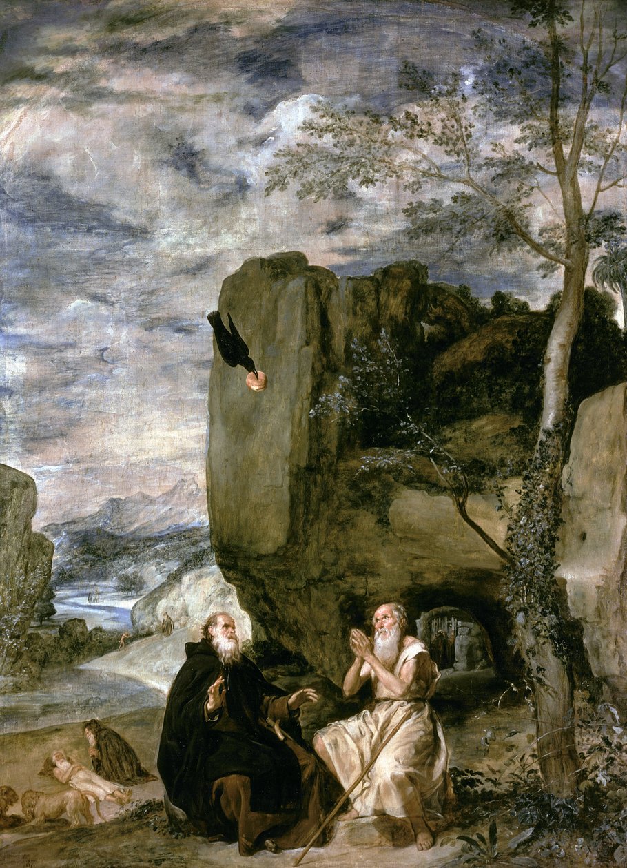 Santo António Abade e São Paulo Primeiro Eremita, c.1642 de Diego Velázquez