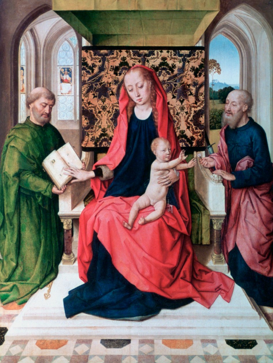 A Virgem e o Menino com os Santos, 1460 de Dieric Bouts