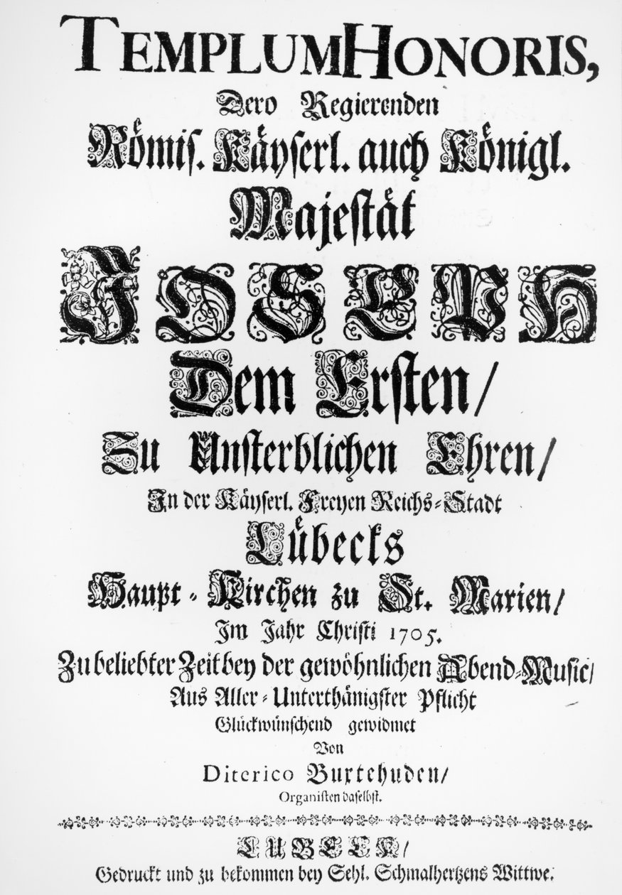 Titlepage of Evening Music, 1705 (versão impressa) de Dietrich Buxtehude