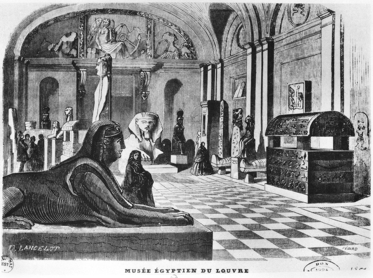Os quartos egípcios no Museu do Louvre, gravados por Pegard (século XIX) 1851 de Dieudonne Auguste Lancelot