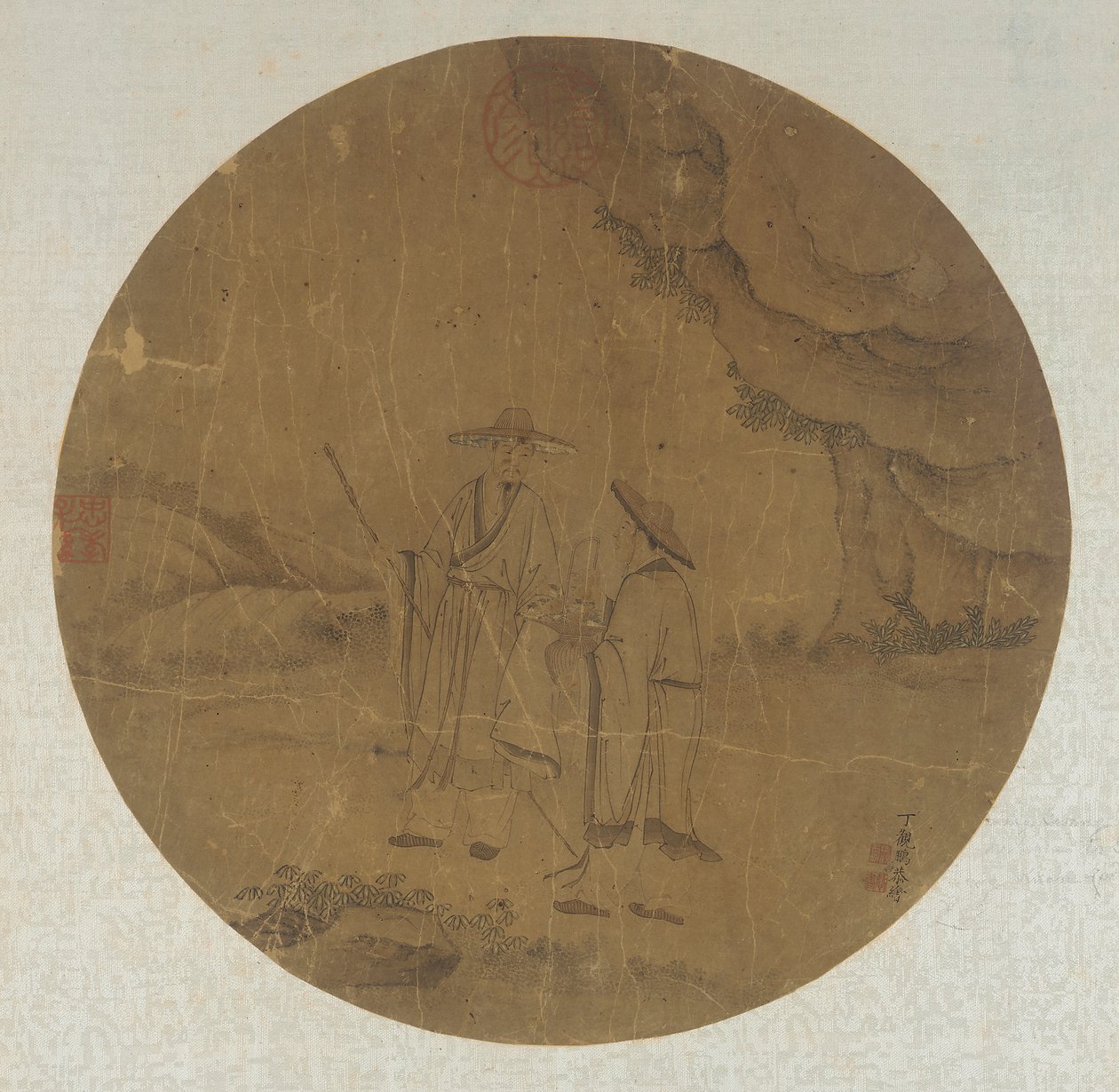 Paisagem: duas figuras de Ding Guanpeng