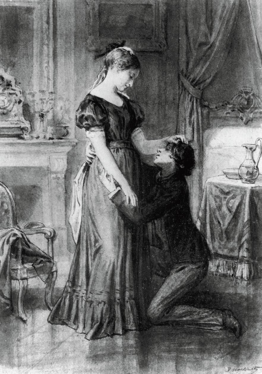 Ilustração para Confissão da Criança do Século, romance de Alfred de Musset (1810-1857), gravura após desenho de Diogene Ulyssee Napoleon Maillart (1840-1926) de Diogene Ulysse Napoleon Maillart