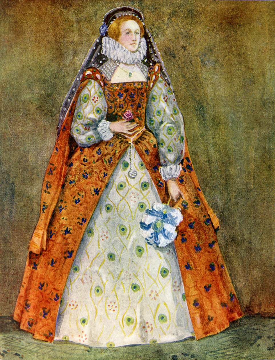 Fato de mulher no reinado de Elizabeth I (1558-1603) de Dion Clayton Calthrop