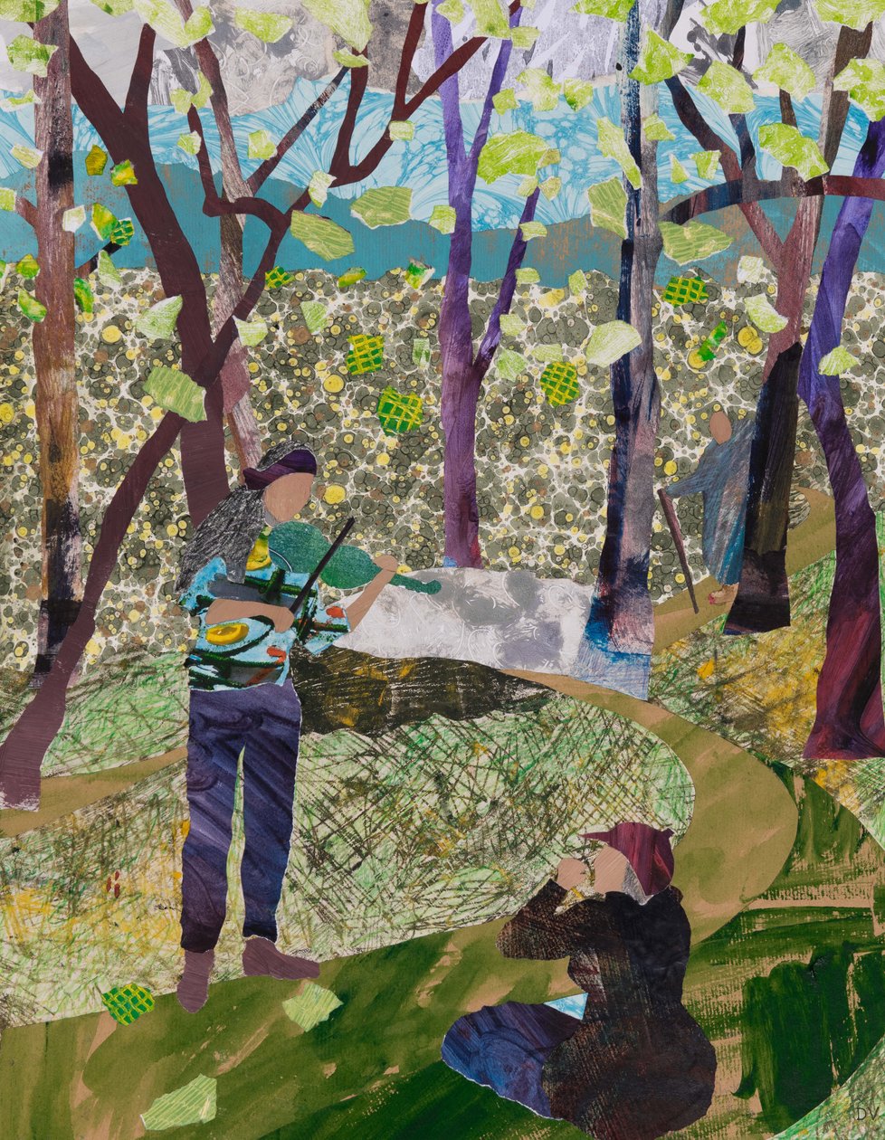 Brincando com o canto dos pássaros (colagem) de Dione Verulam