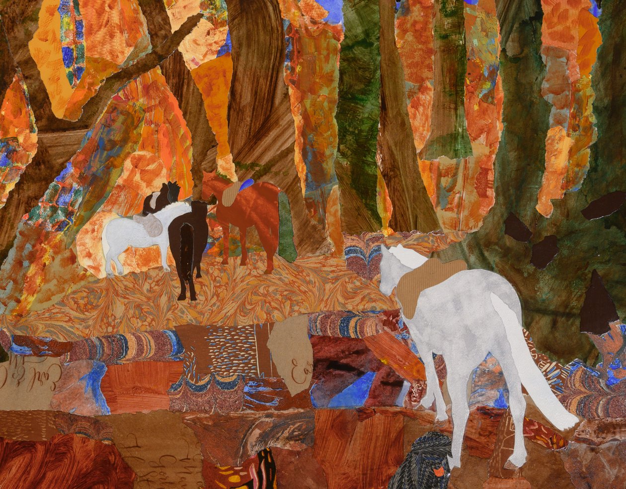 Póneis no bosque, 2024 (colagem) de Dione Verulam
