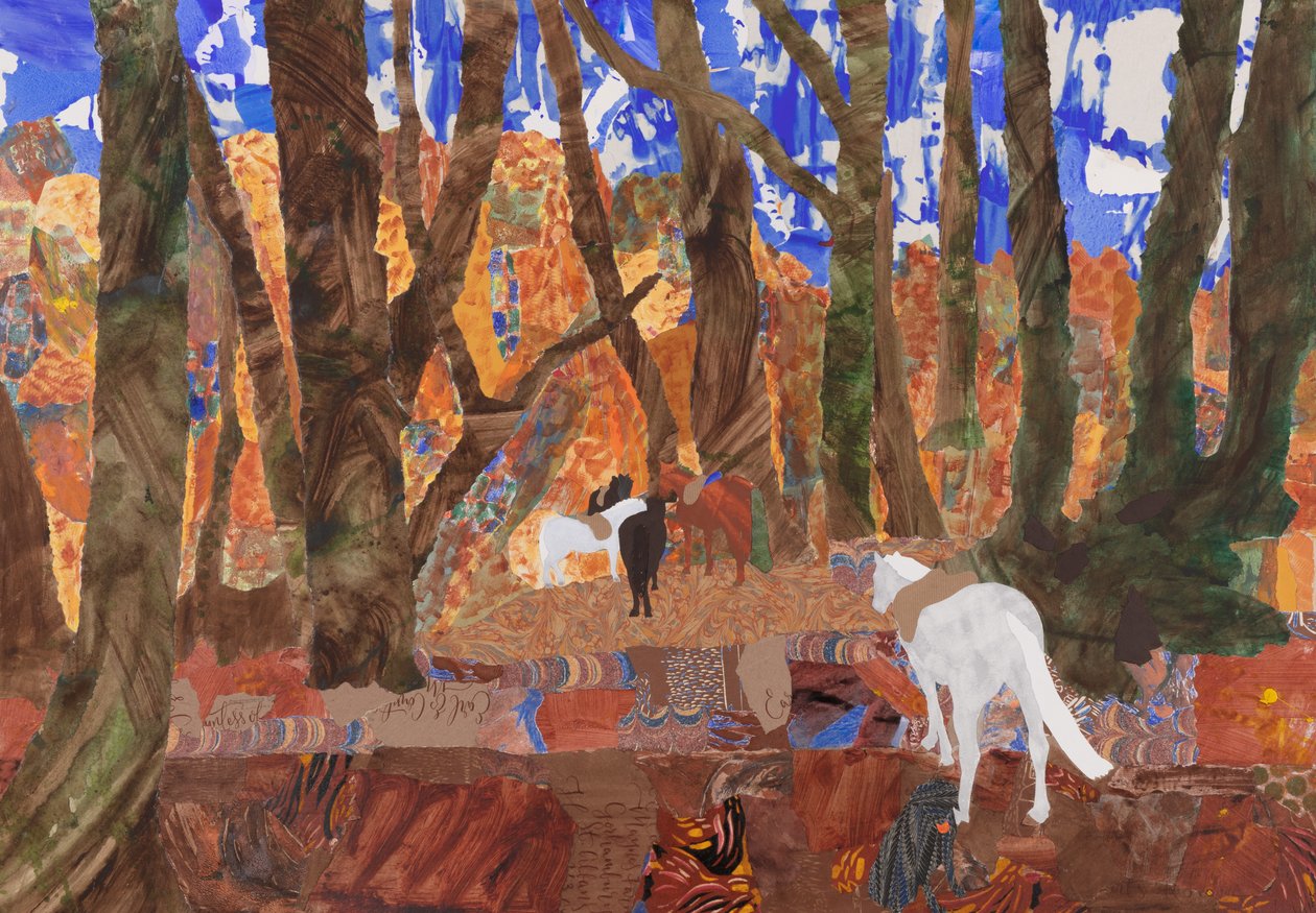 Descanso de equitação, 2020 (colagem) de Dione Verulam