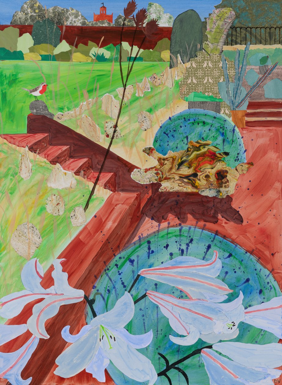 Lírios de verão (colagem) de Dione Verulam