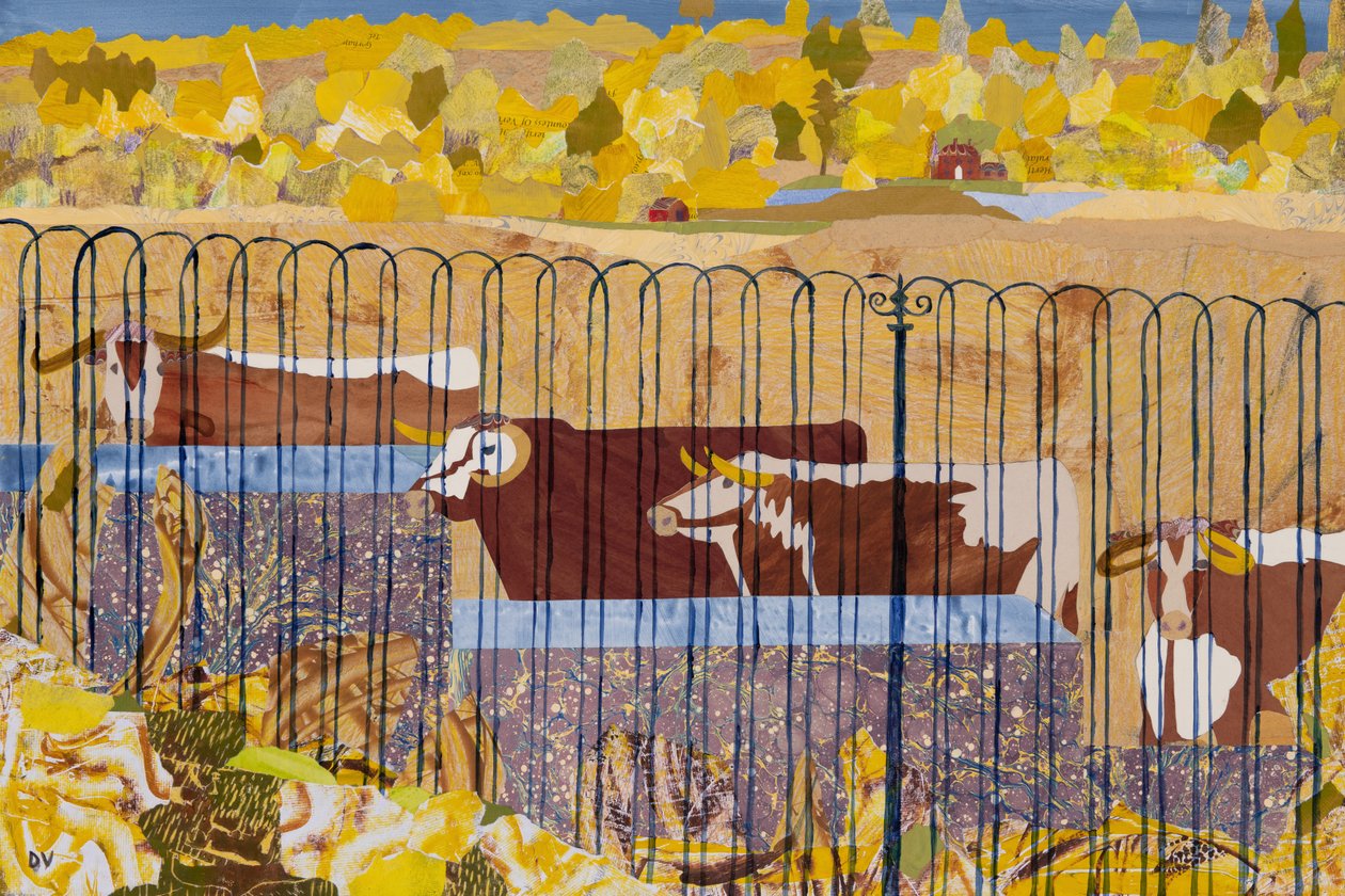 Longhorns sedentos, verão quente (colagem) de Dione Verulam