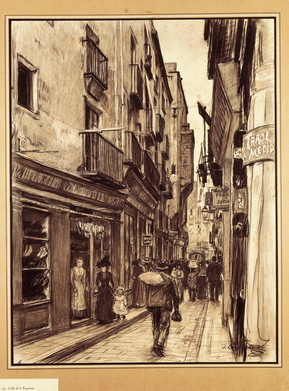 A Tapineria de rua, Barcelona (desenho) de Dionisio Baixeras Verdaguer