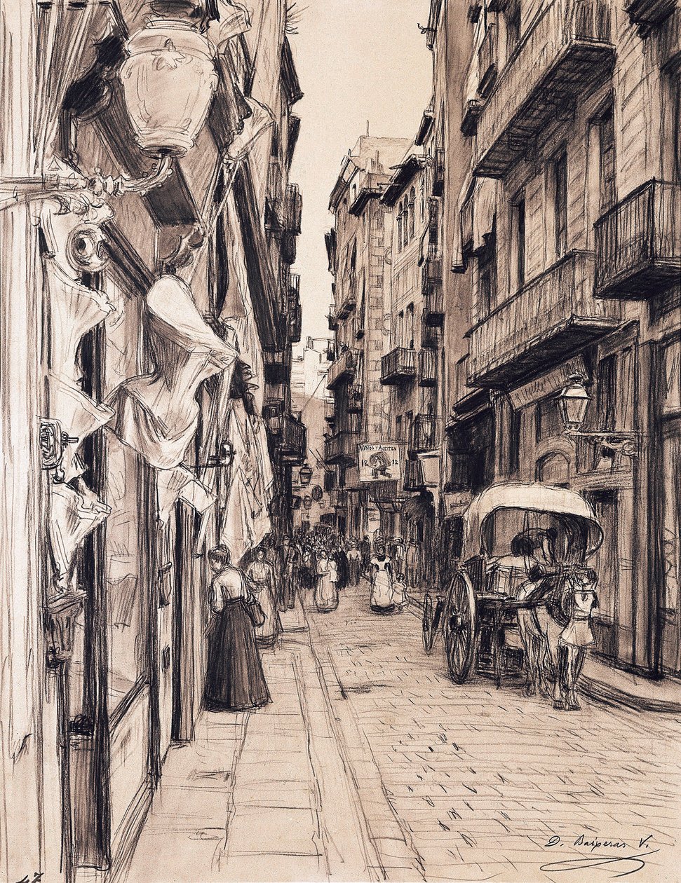 Rua Boira em direcção à Praça Llana, Barcelona de Dionisio Baixeras Verdaguer