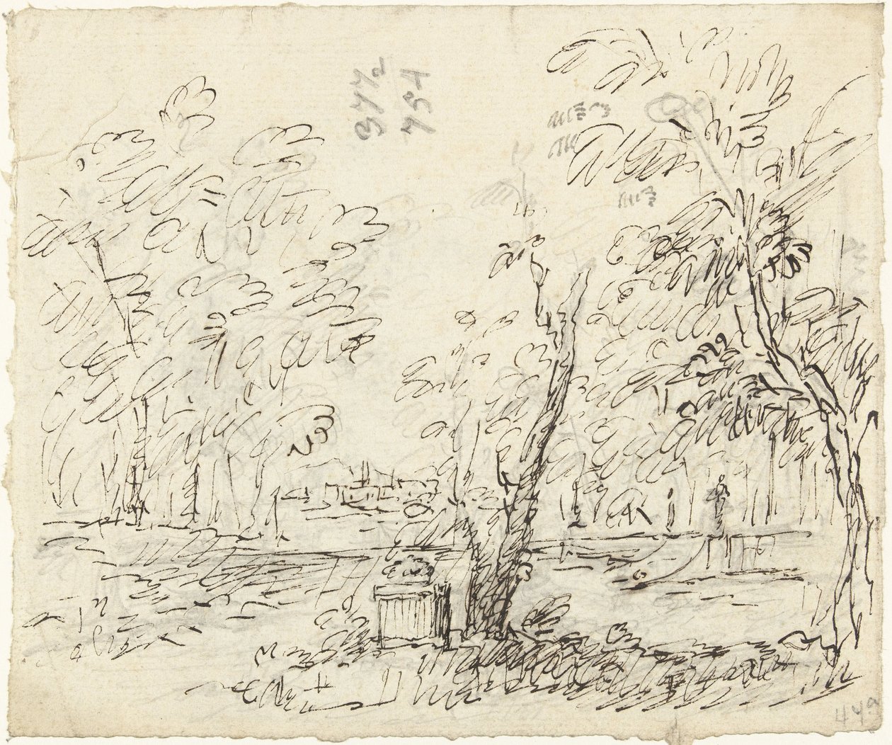Jardim com escadaria com estátuas de Dionys van Nijmegen (possibly)