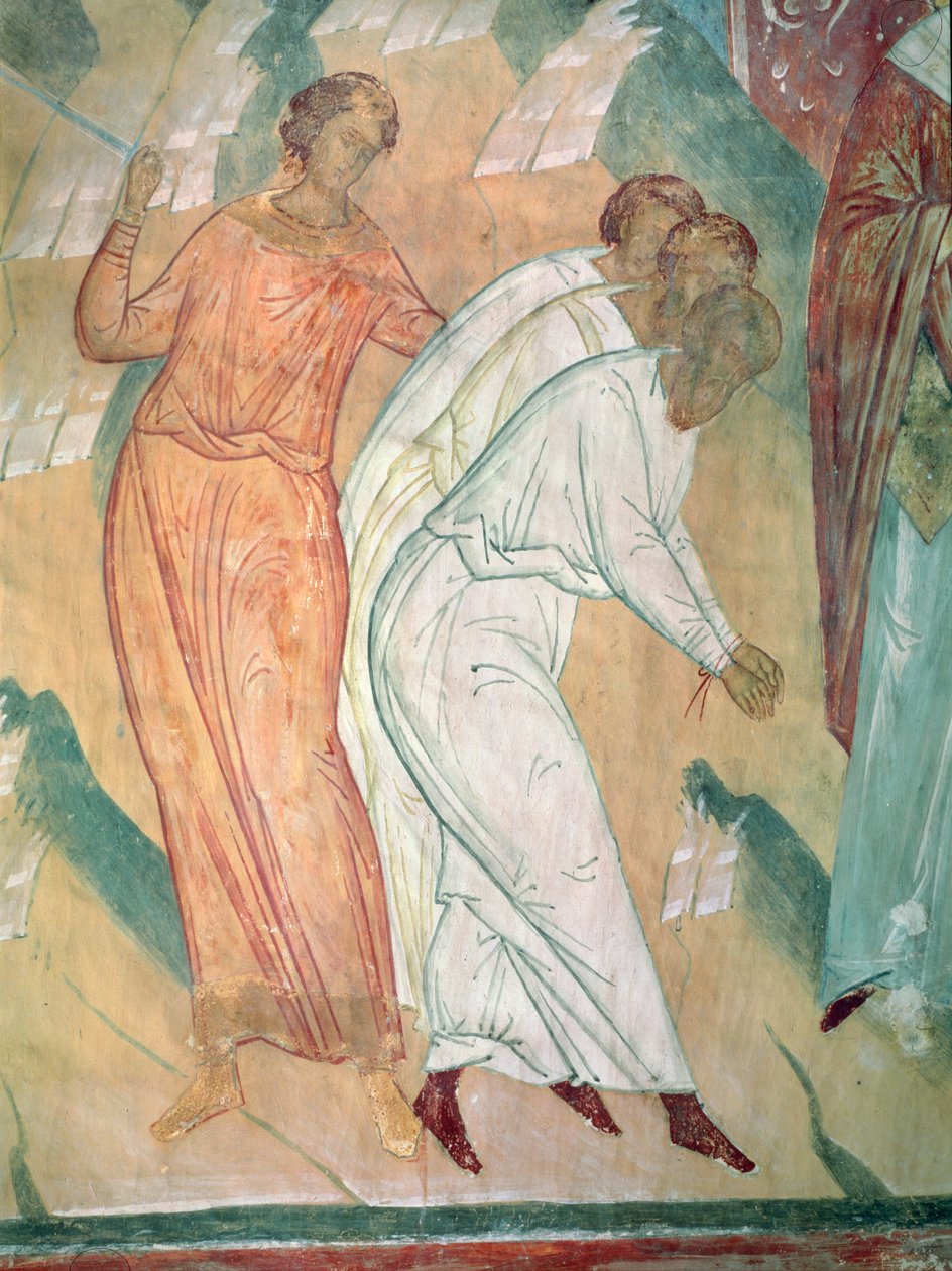 Três homens salvos da espada, detalhe das cenas da vida de São Nicolau de Myra, 1502-04 de Dionysius