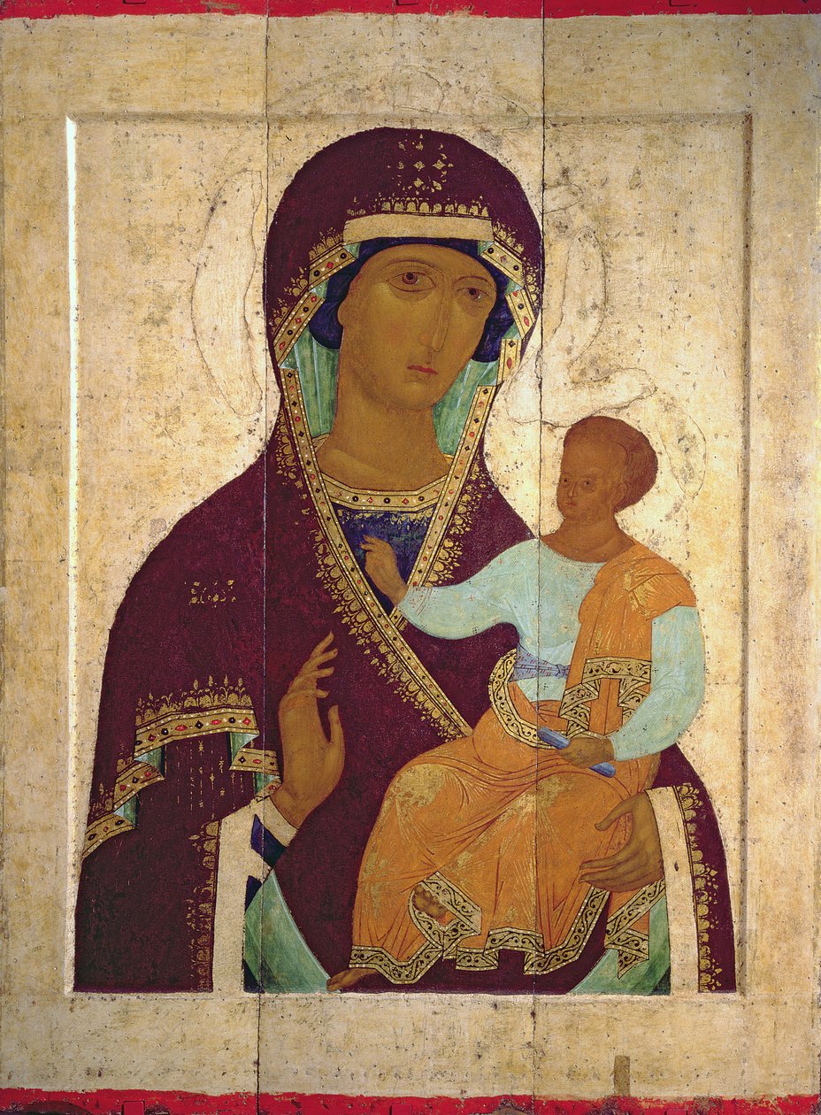 Madonna e Child Hodigitria, ícone russo, 1502 (têmpera no painel) de Dionysius