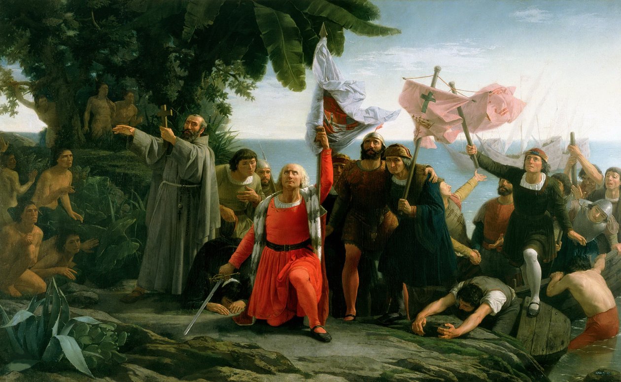 Primeiro desembarque de Cristóvão Colombo na América, 1862. de Dioscoro Teofilo Puebla Tolin