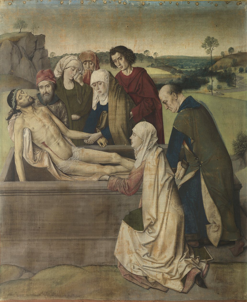 Entombment, c.1450-60 (tempera em linho) de Dirck Bouts
