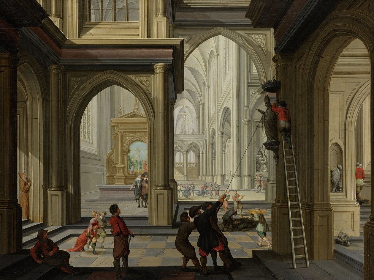 Iconoclasmo em uma igreja, 1630 de Dirck van Delen