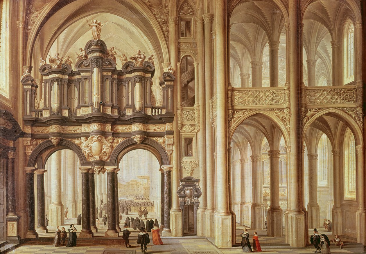 Interior de uma igreja de Dirck van Delen