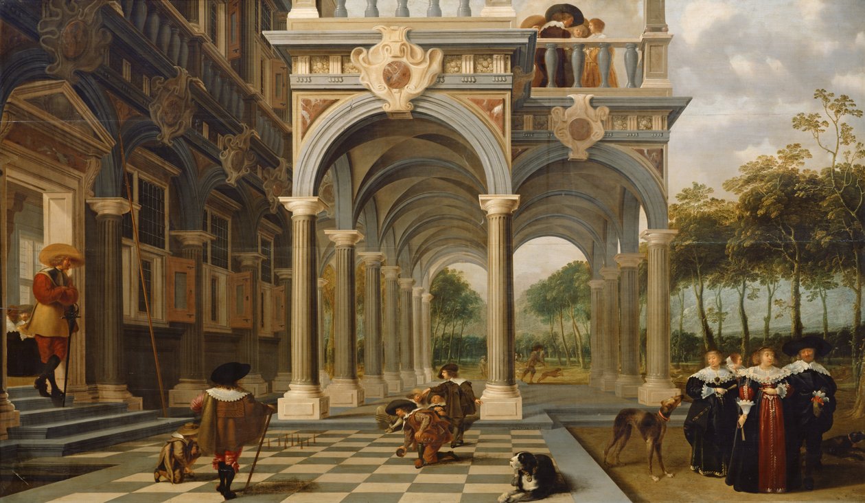 Jogadores de Skittle, 1637 de Dirck van Delen