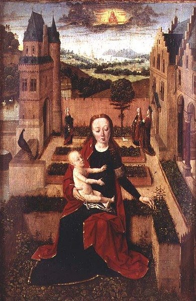 Madonna e Criança sentadas num Muro de Dirck (circle of) Bouts