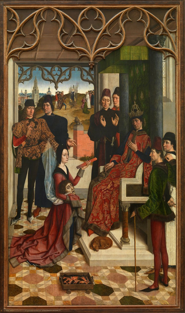 Otto III do Sacro Império Romano (Otto III, 980-1002) - A Justiça de Otto III: O Calvário do Fogo - Bouts, Dirk (1410/20-1475) - 1471-1475 - Óleo sobre madeira - 323,5x182 - Musees royaux des Beaux-Arts de de Dirck Bouts