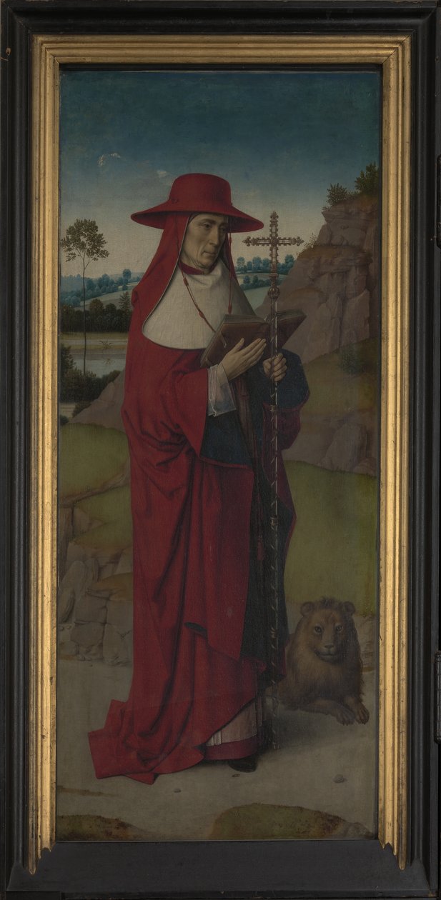 St. Jerome, painel da direita do Tríptico de St. Erasmus, c.1460 (óleo sobre painel) de Dirck Bouts