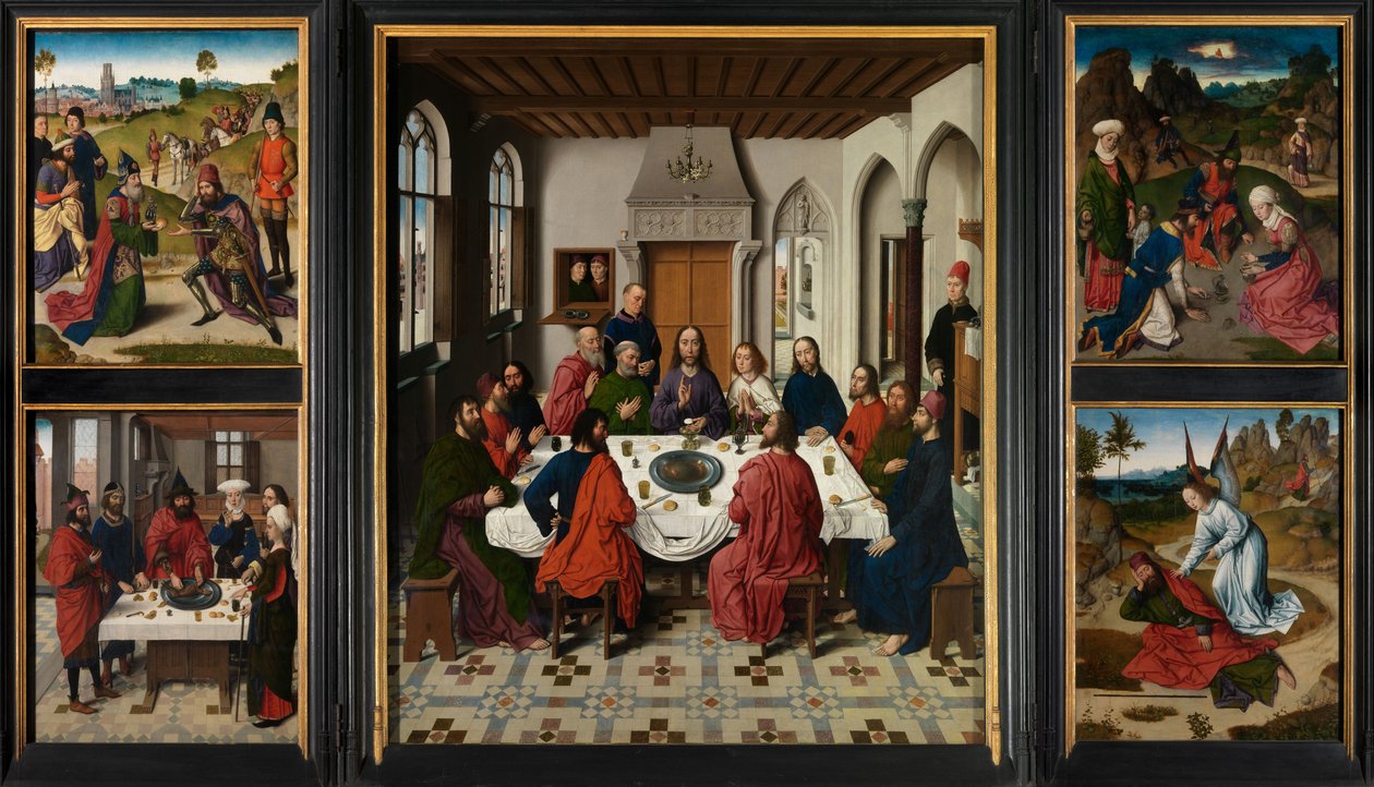 O Altar do Santo Sacramento, c.1464-68 (óleo sobre painel) de Dirck Bouts