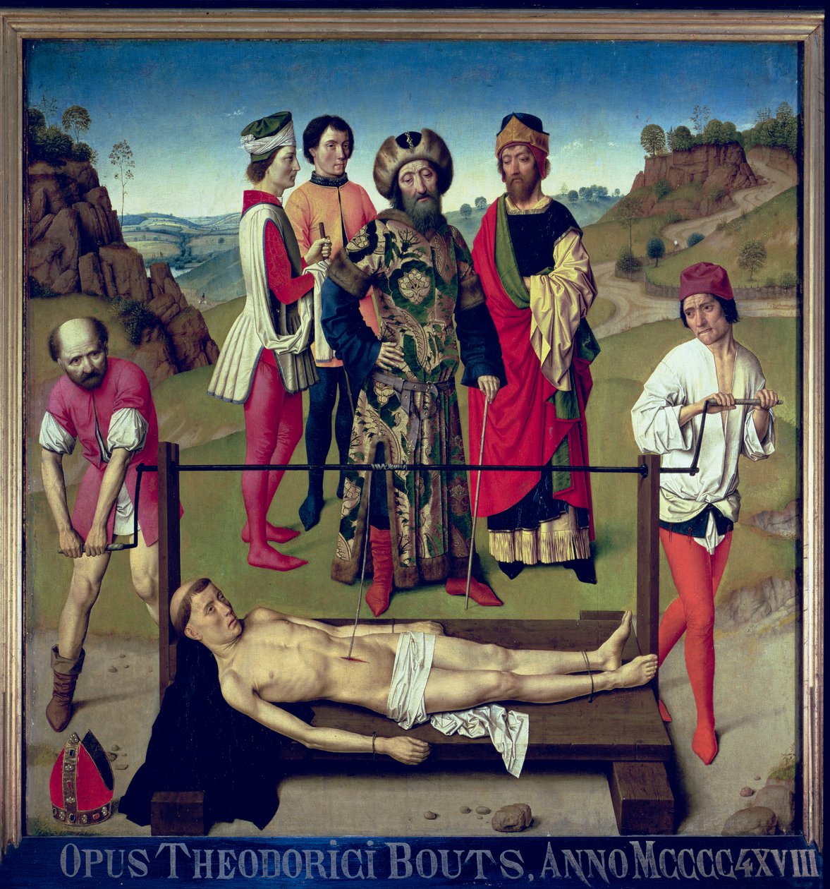 O Martírio de São Erasmo, painel central do Tríptico de São Erasmo, c.1460 de Dirck Bouts