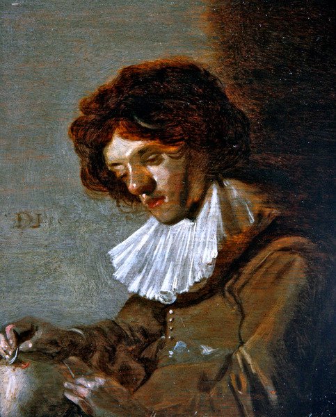 Um Estudo de um Trepanado Jovem (óleo sobre painel) de Dirck Hals