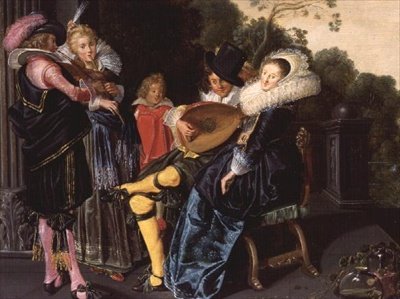 Uma festa elegante fazendo música por um lago ornamental, 1621 de Dirck Hals