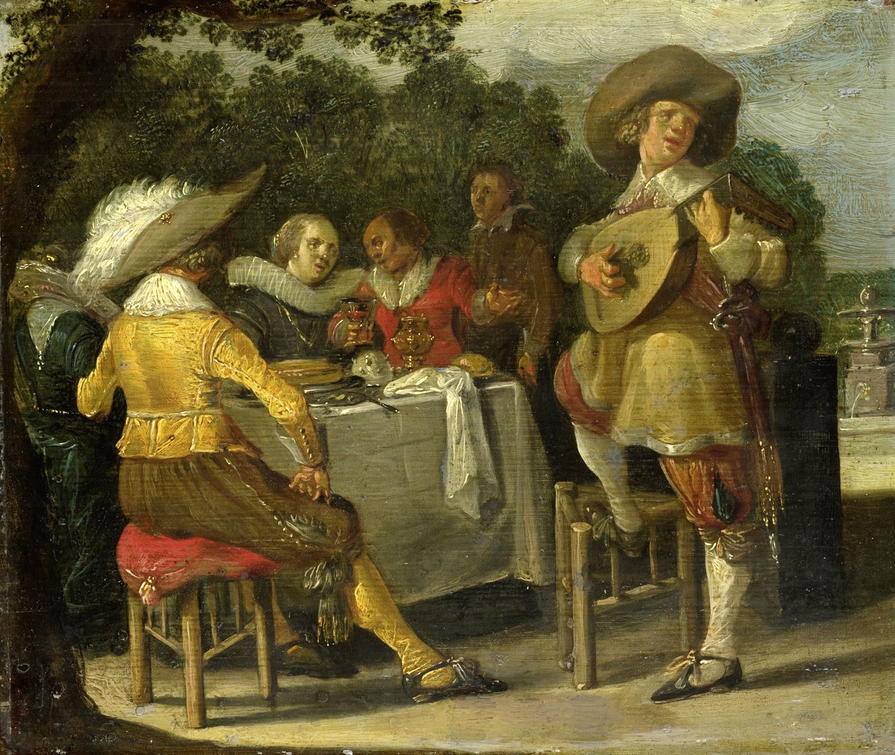 Uma festa ao ar livre, c.1620-30 de Dirck Hals
