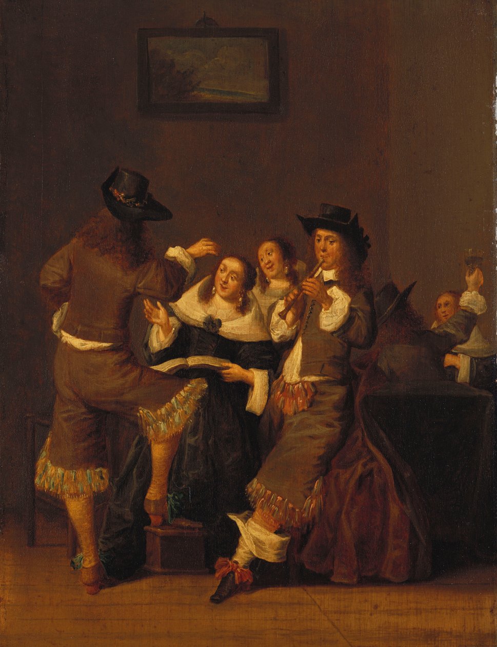 Figuras elegantes bebendo e festando no interior, 1653 de Dirck Hals