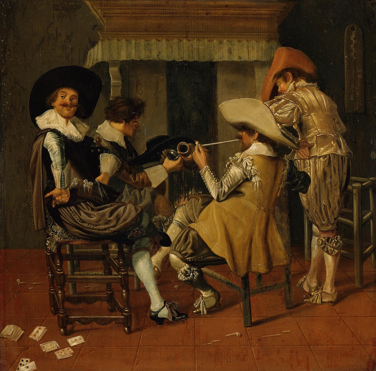Grupo de cavalheiros junto à lareira de Dirck Hals