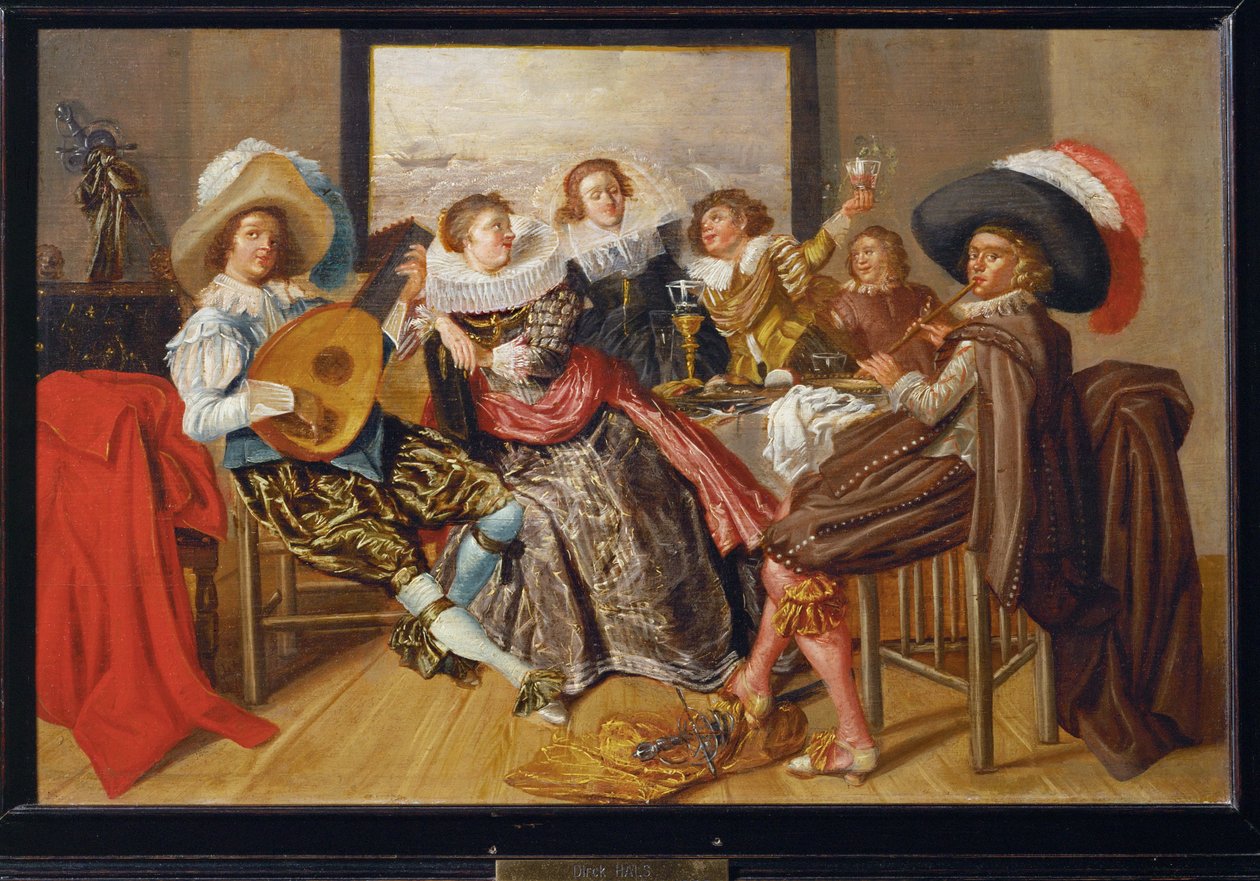 Reunião galante - companhia gay ... de Dirck Hals