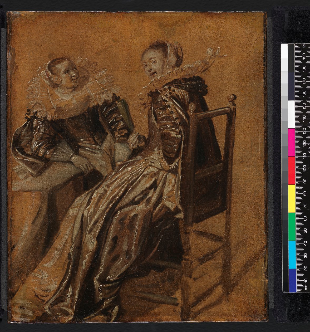 Duas senhoras sentadas à mesa, 1625-1628 de Dirck Hals