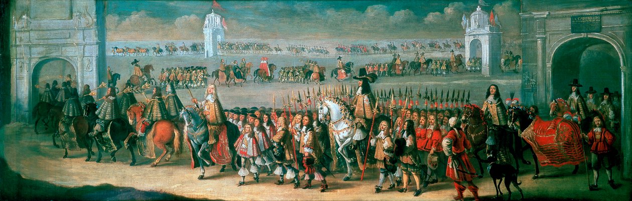 Charles II Processing da Torre de Londres para Westminster, 22 de abril de 1661 de Dirck Stoop