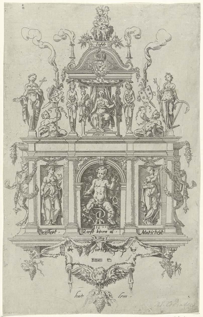 Blazon da câmara de retóricos de Haarlem De Wijngaertrancken de Dirck Volckertsz. Coornhert (attributed to)