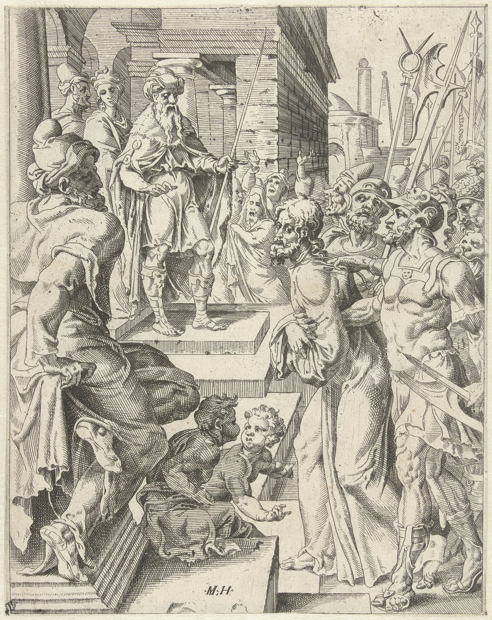 Cristo perante Pilatos
A queda e a redenção da humanidade através da vida e da paixão de Cristo (título da série) de Dirck Volckertsz. Coornhert (attributed to)