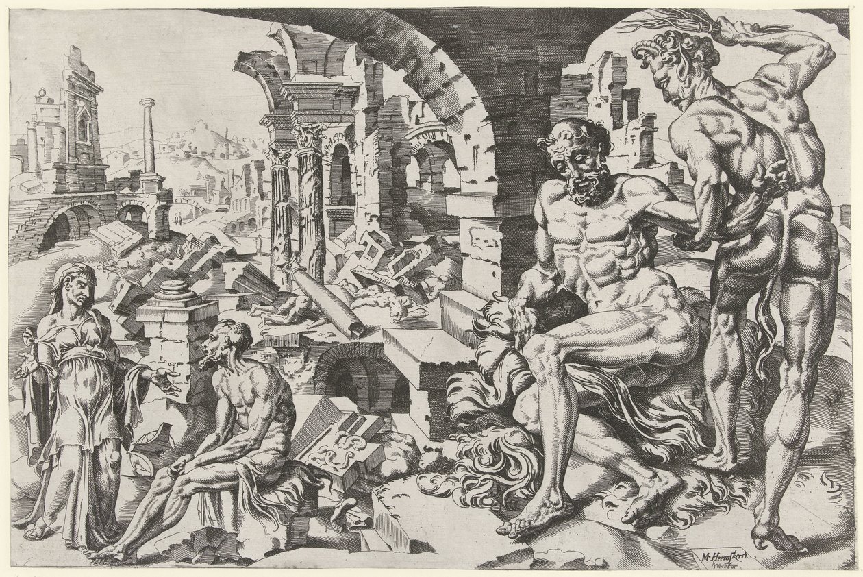 Jó é flagelado por Satanás de Dirck Volckertsz. Coornhert (attributed to)