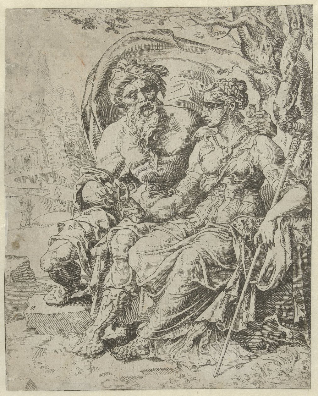 Judá dá a promessa de Tamar História de Judá e Tamar (título da série) de Dirck Volckertsz. Coornhert (attributed to)