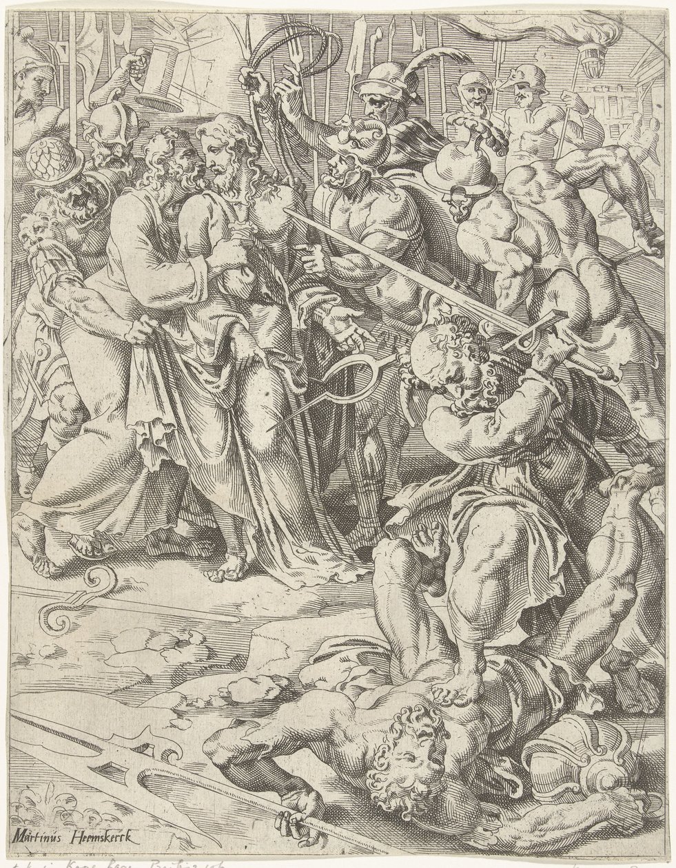 Judas Beijo e Prisão de Cristo Queda e redenção da humanidade através da vida e paixão de Cristo (título da série) de Dirck Volckertsz. Coornhert (attributed to)