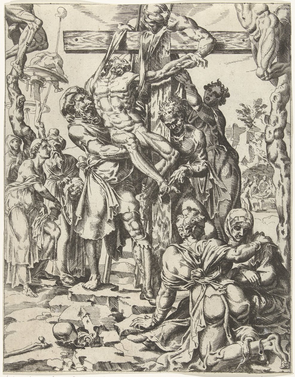 Descida da Cruz
A queda e a redenção da humanidade através da vida e da paixão de Cristo (título da série) de Dirck Volckertsz. Coornhert (attributed to)