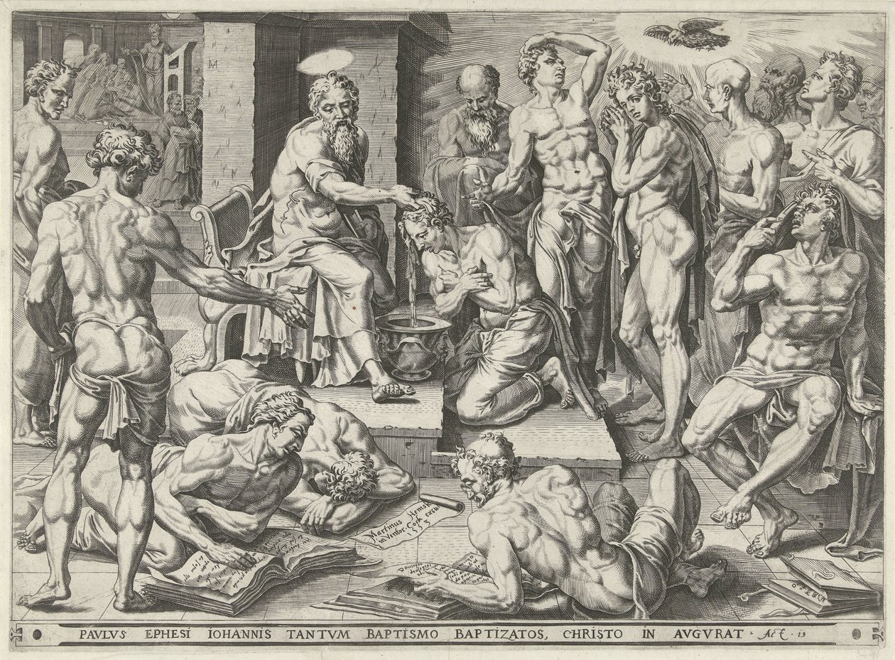 Paulo batiza os habitantes de Éfeso de Dirck Volckertsz. Coornhert (attributed to)