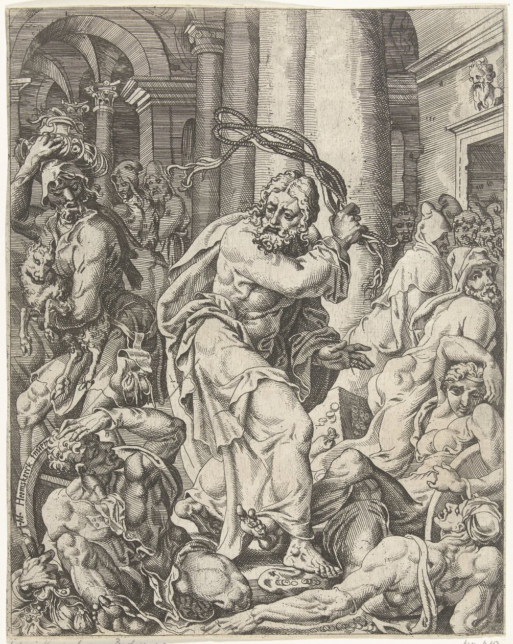 Expulsão dos cambistas do templo
A queda e a redenção da humanidade através da vida e da paixão de Cristo (título da série) de Dirck Volckertsz. Coornhert (attributed to)