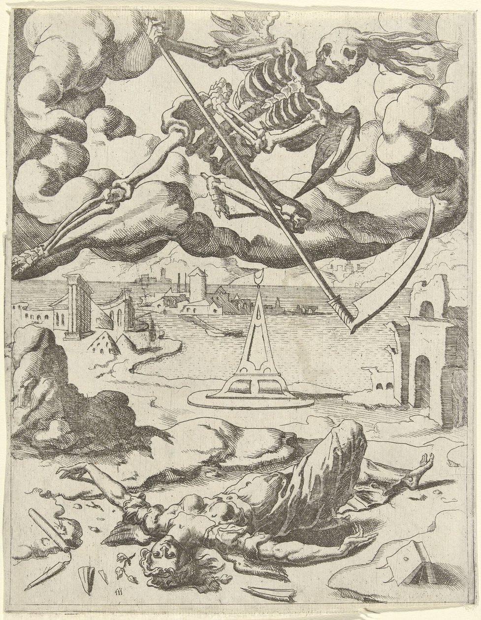 A morte vence a fé Triunfos de Petrarca (título da série) de Dirck Volckertsz. Coornhert (possibly)