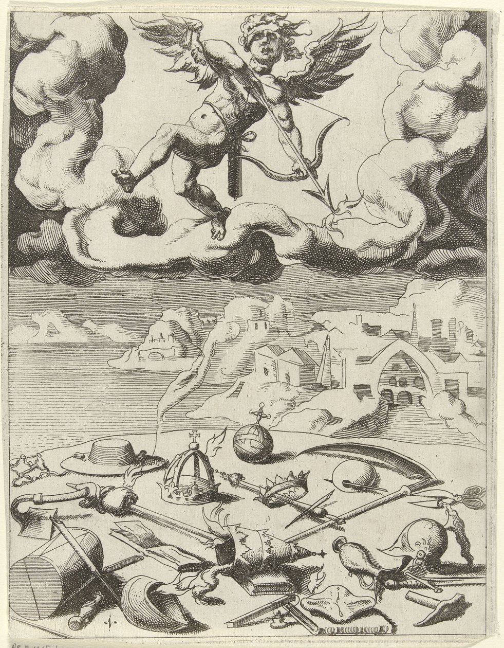 O amor sensual conquista as atividades terrenas Triunfos de Petrarca (título da série) de Dirck Volckertsz. Coornhert (possibly)
